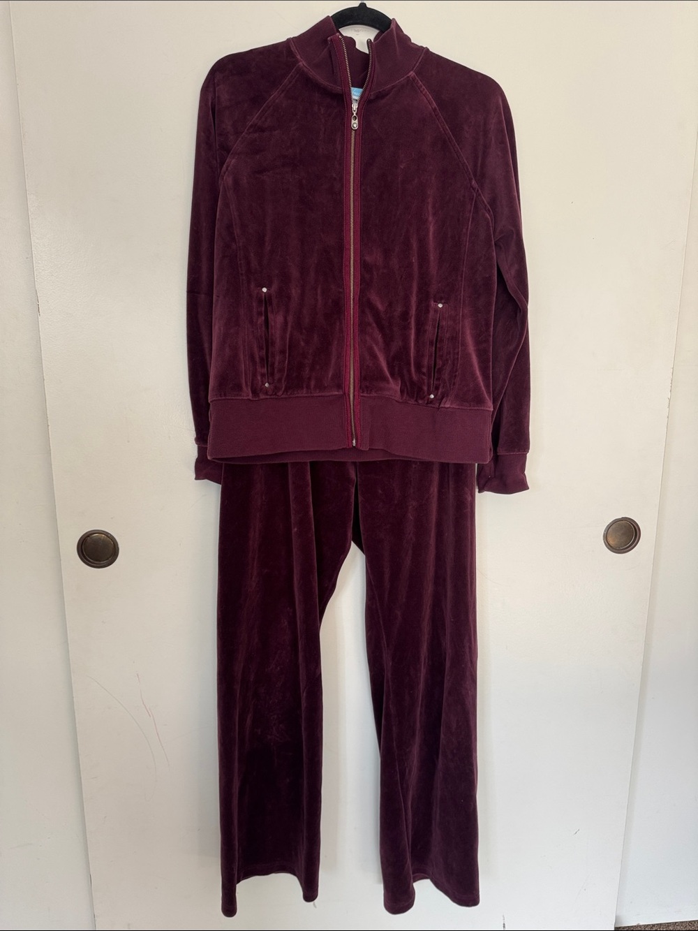 90’s Vintage Norsport Zip-Up Velour Track Suit- Deep Wine